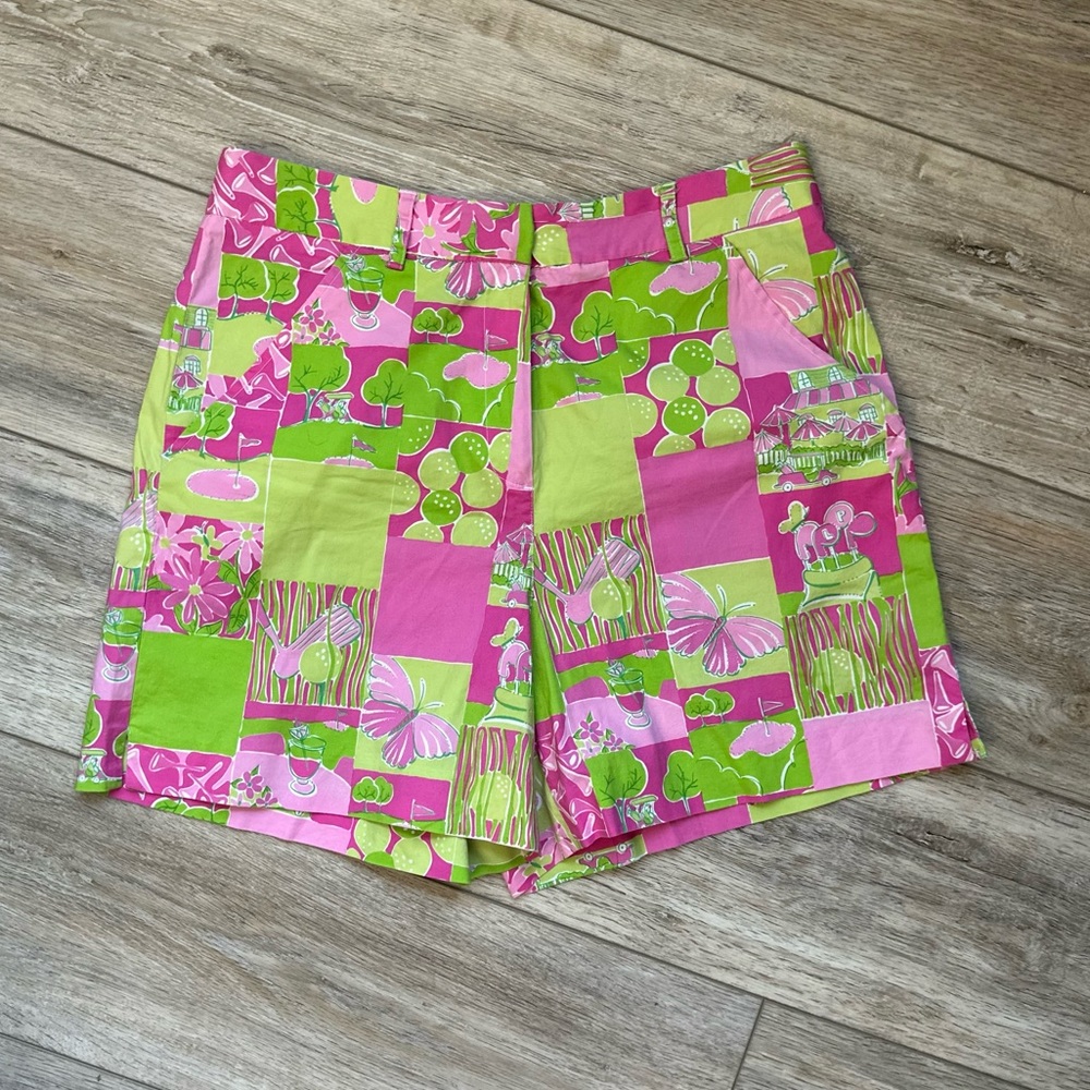 Lilly Pulitzer Pink & Lime Patchwork Print Shorts